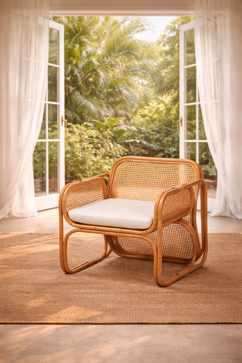 Rattan Cane Cushioned Lounge Chair | Novi Living Cambridge