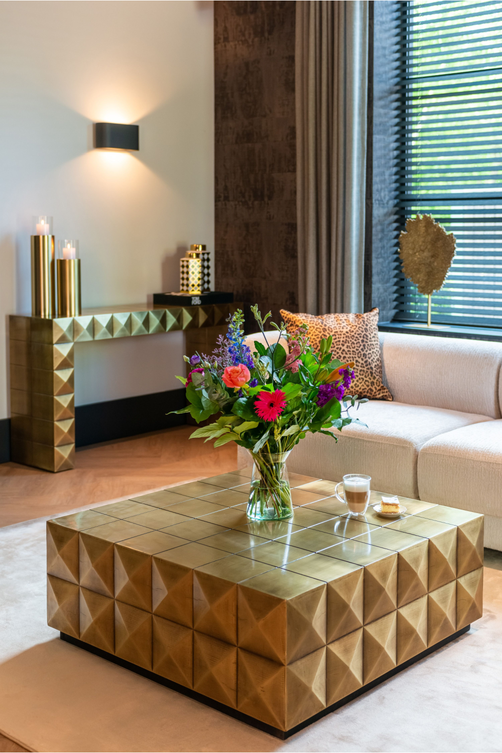 Gold Faceted Coffee Table | Oroa.com