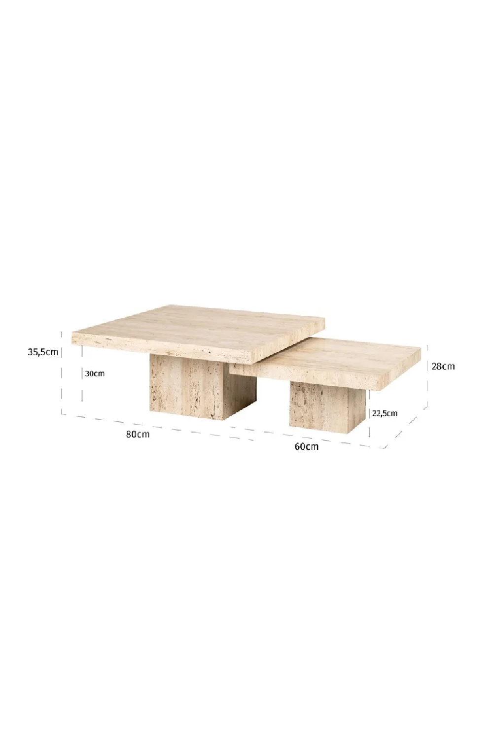 Square Travertine Coffee Table (2) | Oroa.com