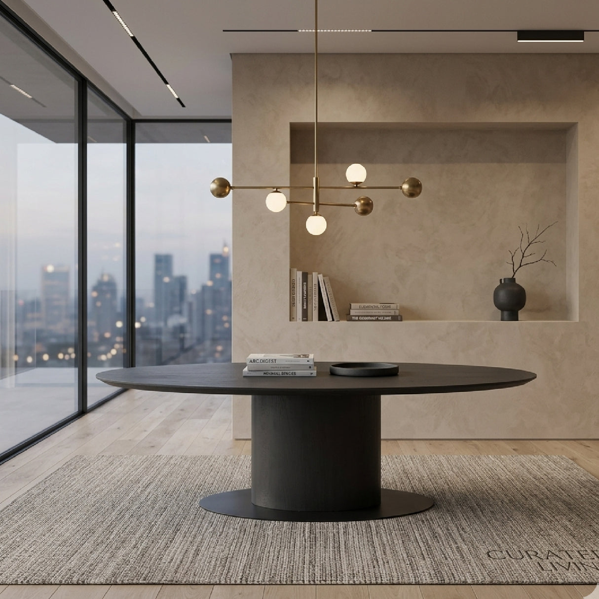 Brown Wooden Oval Dining Table | Oroa.com
