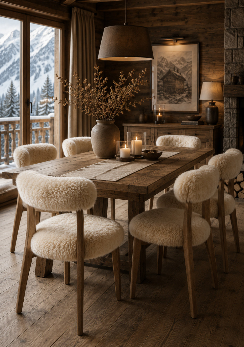 Sheepskin Fur Dining Chair | OROA Modern Cabin | Oroa.com