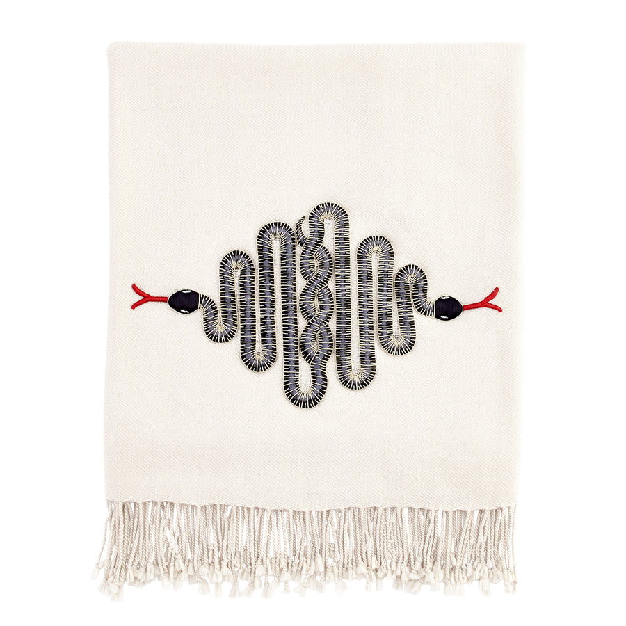 Black Beaded Wool Throw | Jonathan Adler Snake | Oroa.com