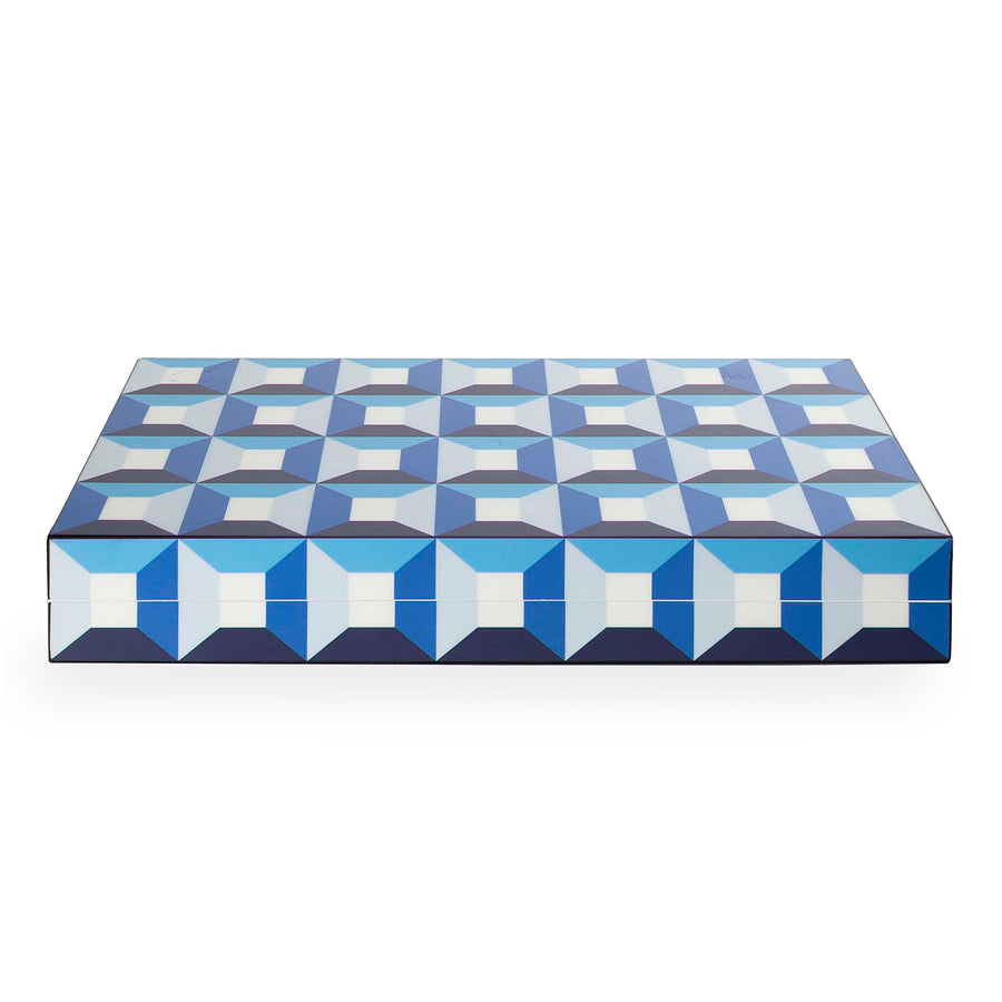 Geometric Patterned Backgammon Set – Sorrento – rear view