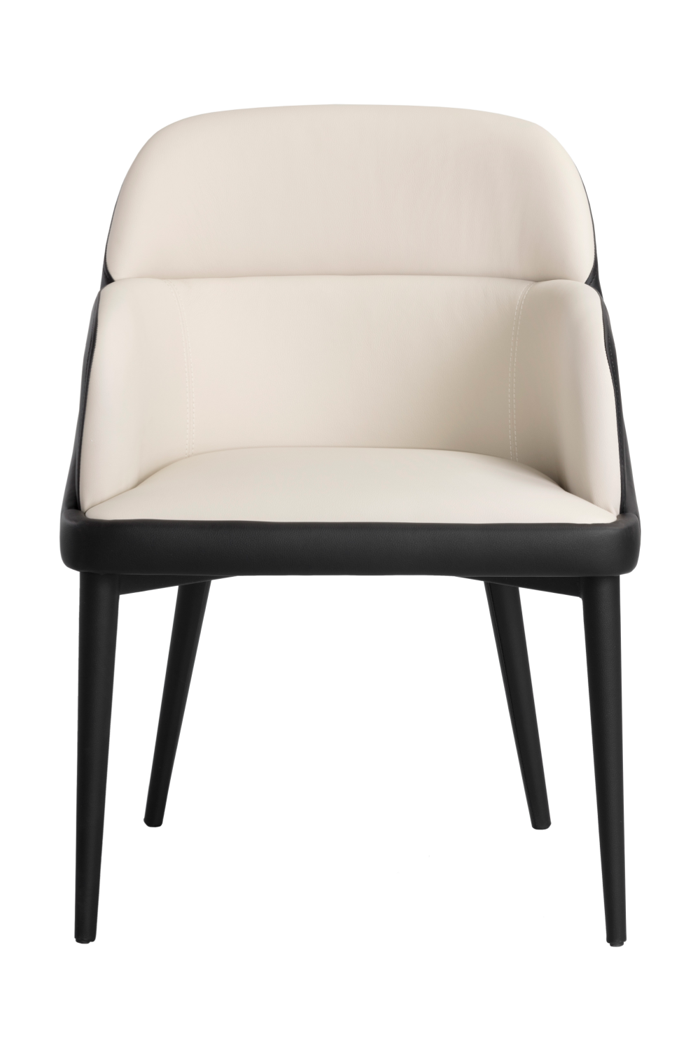 Cream and Black Leather Dining Chair by Splendido Hagan, alternate view 3