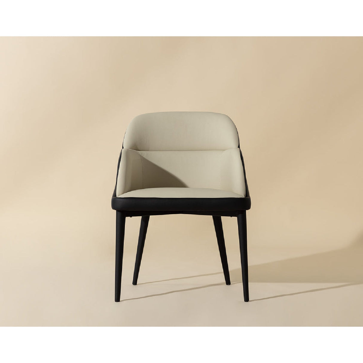 Cream and Black Leather Dining Chair by Splendido Hagan, alternate view 10