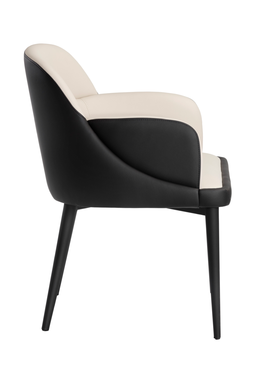 Cream and Black Leather Dining Chair by Splendido Hagan, alternate view 4