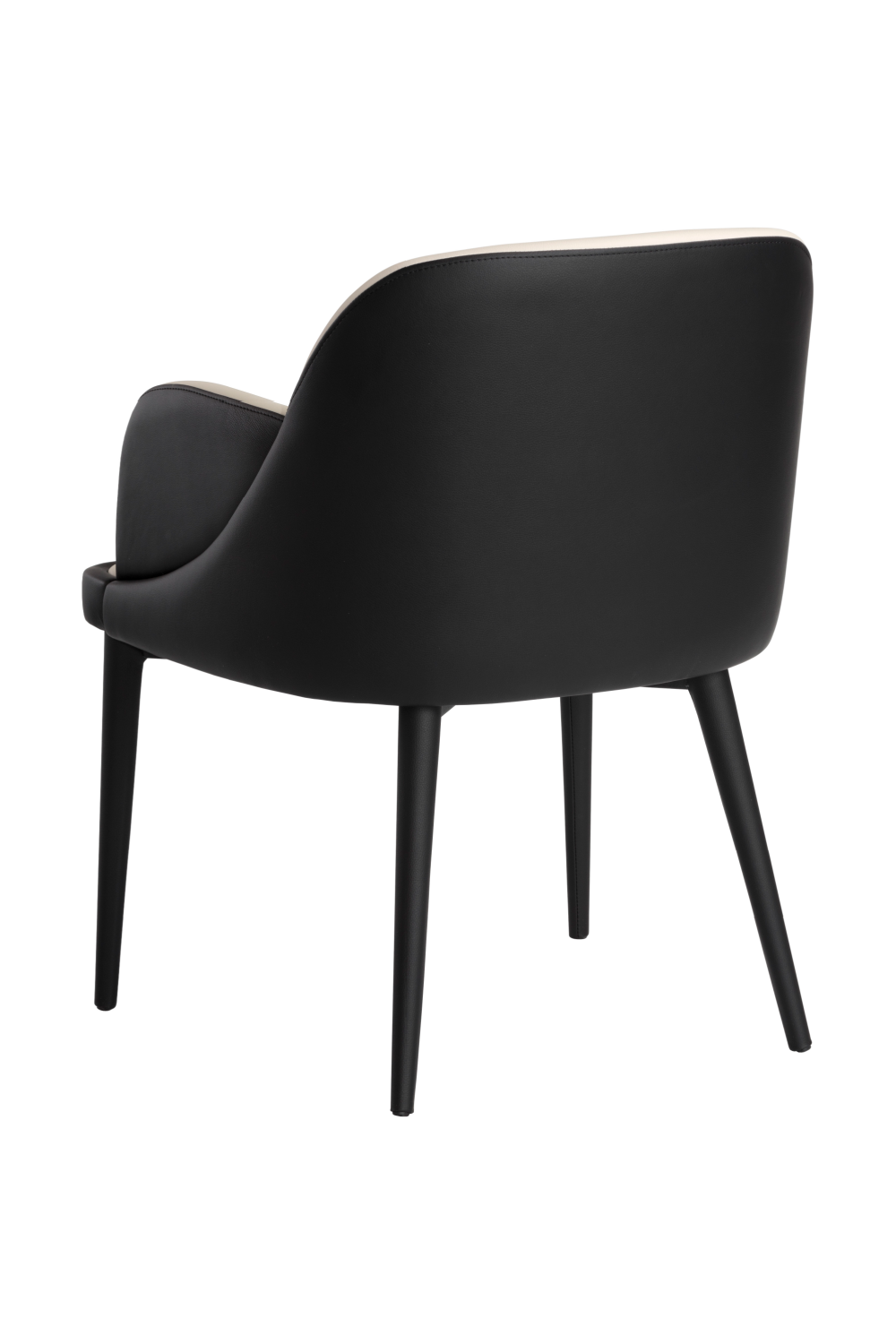 Cream and Black Leather Dining Chair by Splendido Hagan, alternate view 5