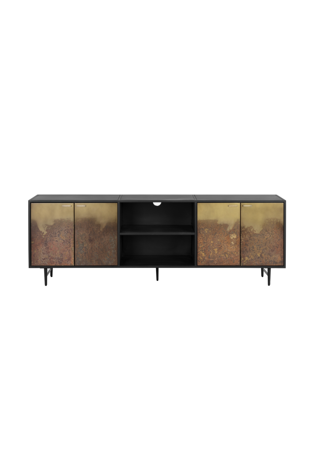 Modern European furniture - Antique Brass Patina 4-Door Cabinet - www.oroa.com