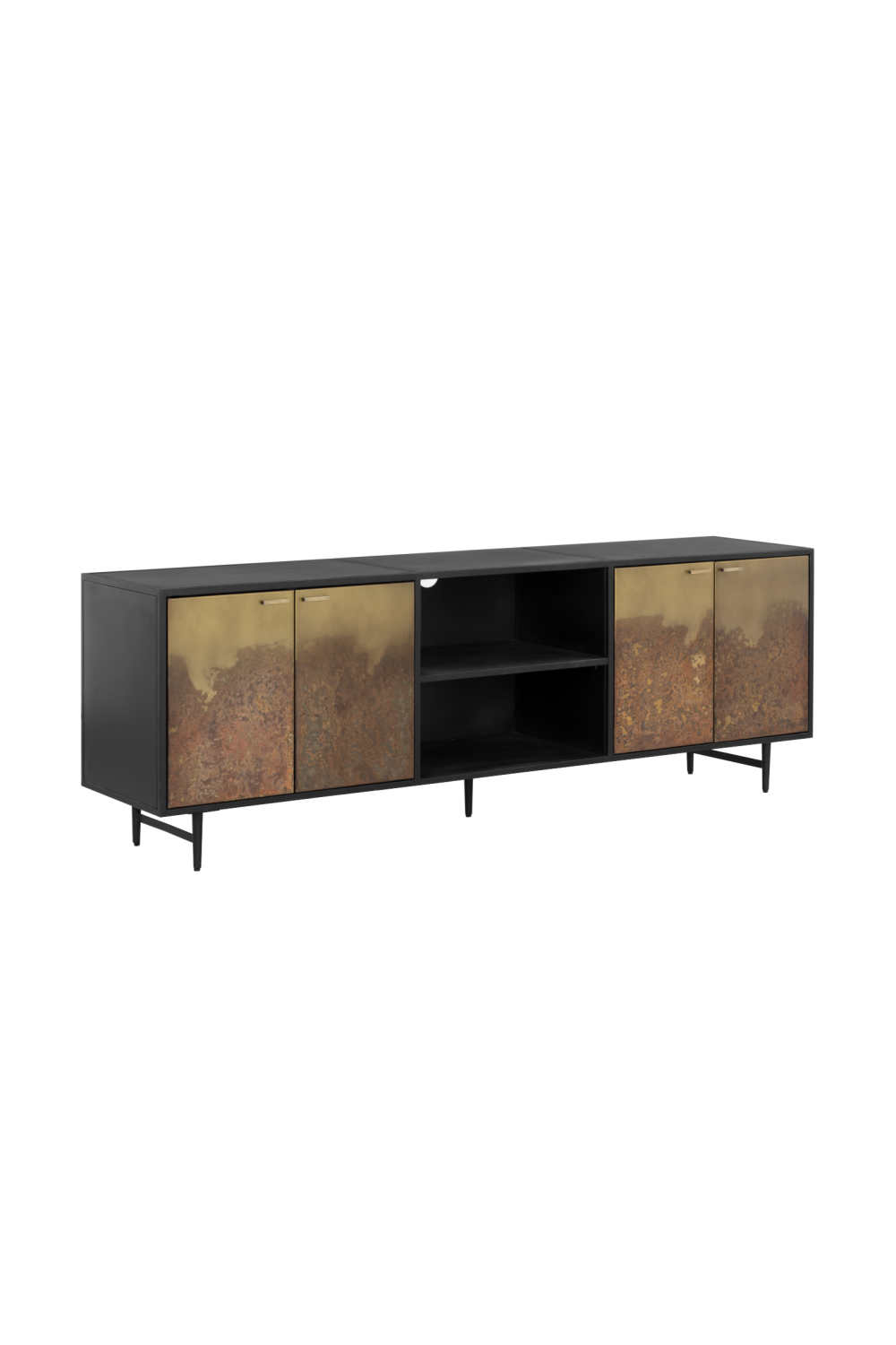 Modern European furniture - Antique Brass Patina 4-Door Cabinet - www.oroa.com