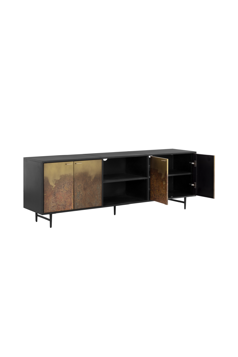 Modern European furniture - Antique Brass Patina 4-Door Cabinet - www.oroa.com