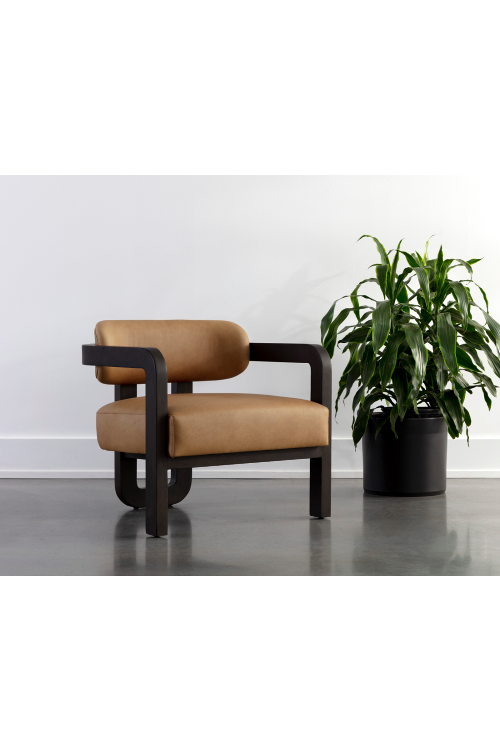 Brown Leather 3-Legged Lounge Chair by Splendido Madrone Accent Chair, alternate view 10