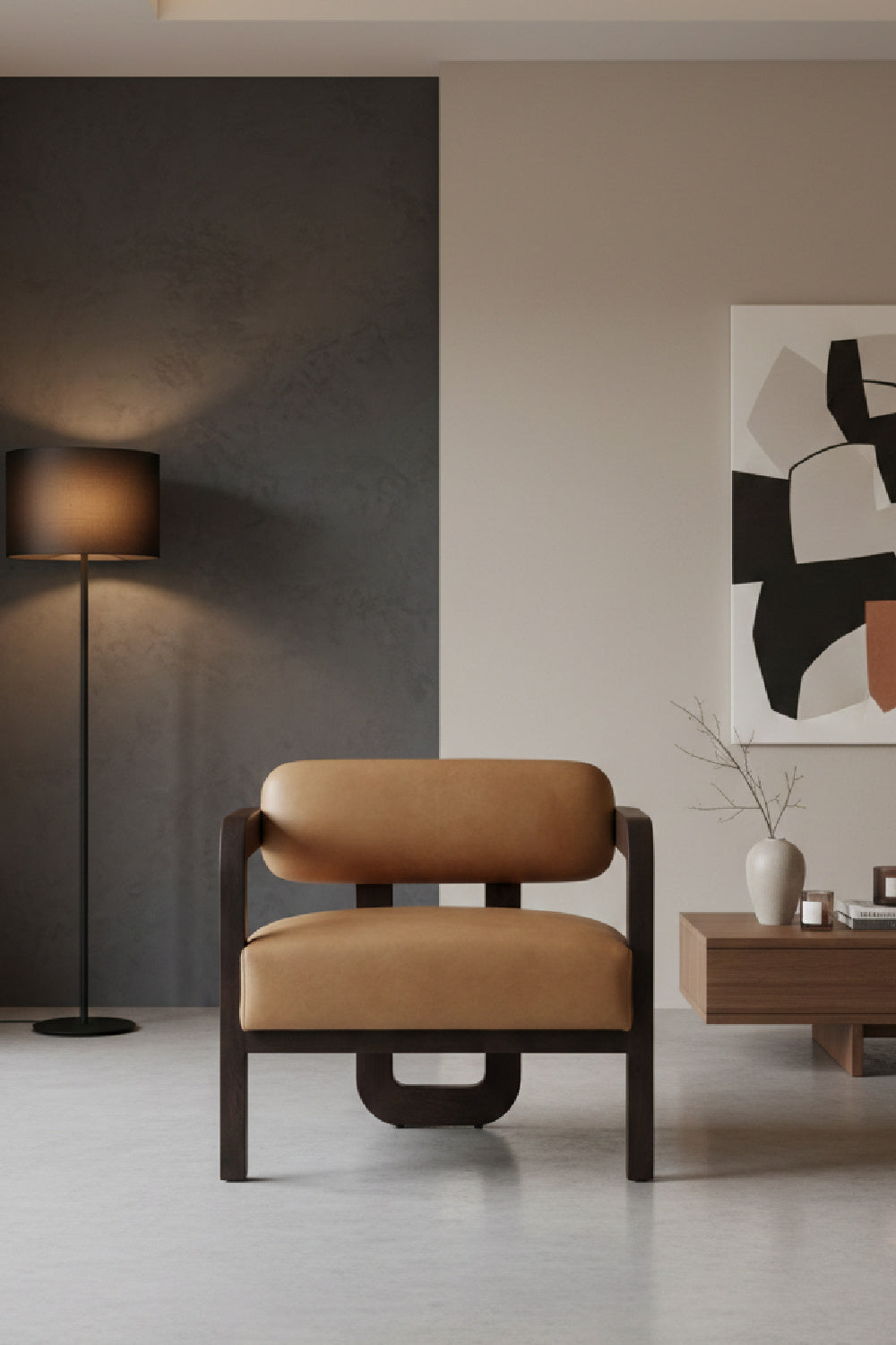 Brown Leather 3-Legged Lounge Chair by Splendido Madrone Accent Chair, alternate view 2