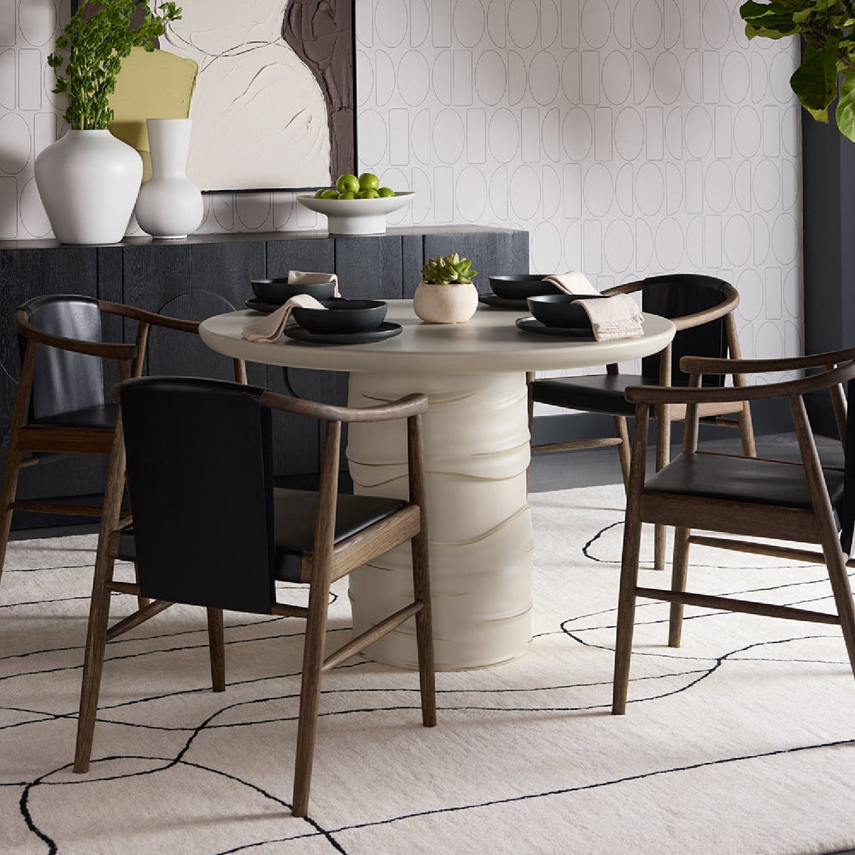 Oak Black Leather Dining Chair by Splendido Aran, alternate view 2