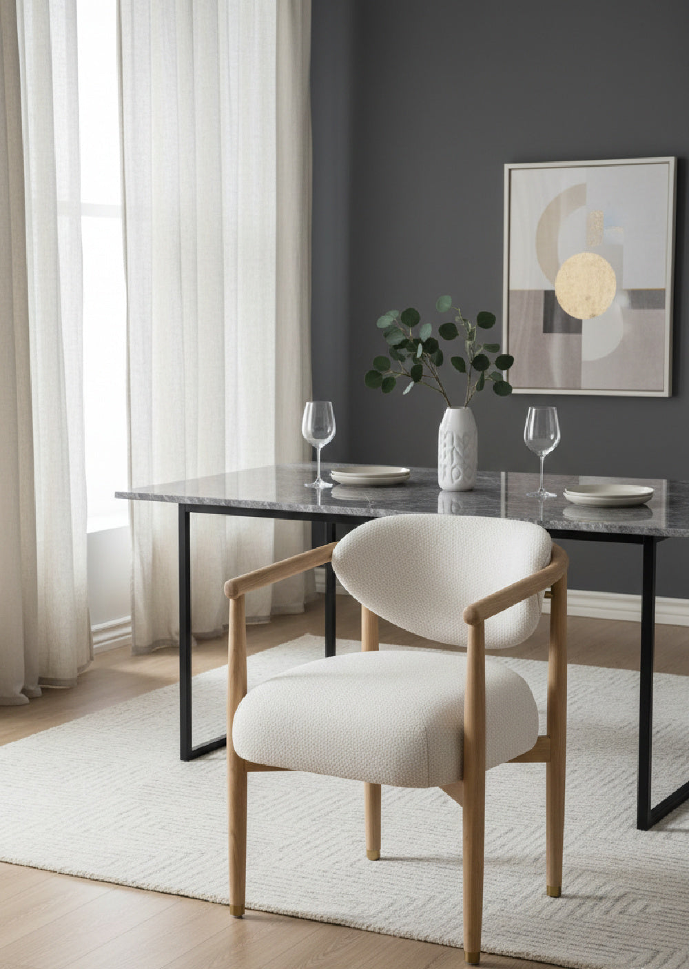 Round Oak Frame Dining Armchair by Splendido Sigrid Dining Chair, alternate view 2