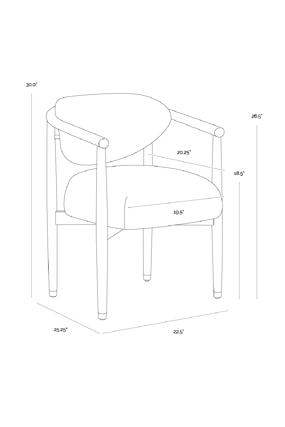 Round Oak Frame Dining Armchair by Splendido Sigrid Dining Chair, alternate view 7