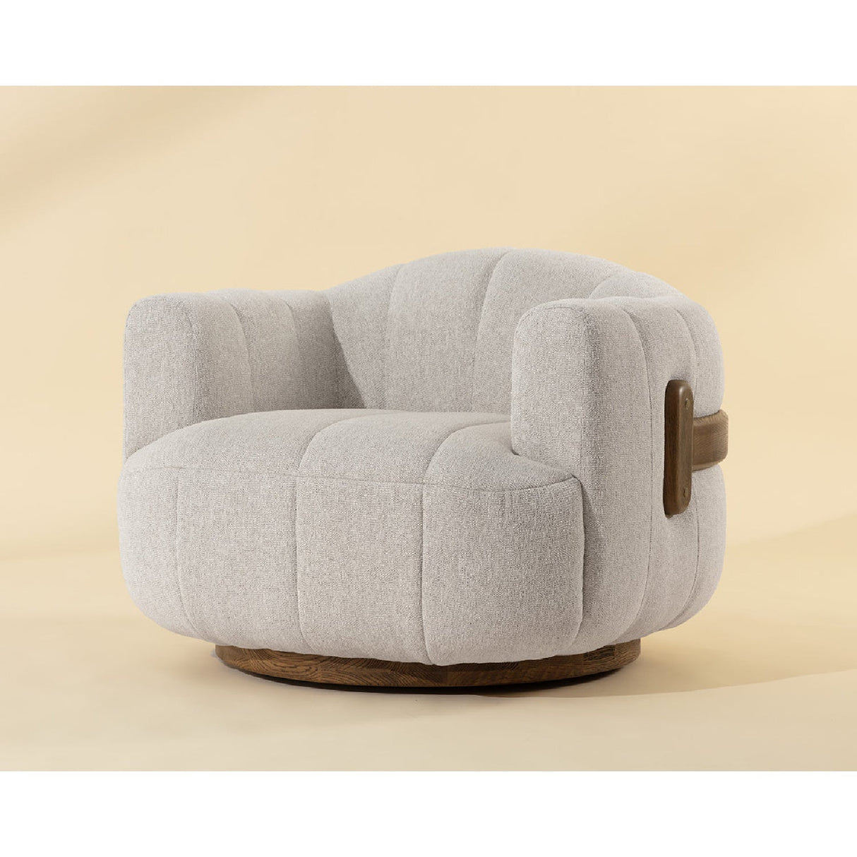 Cream Channeled Swivel Lounge Chair by Splendido Tadeo Accent Chair, alternate view 9