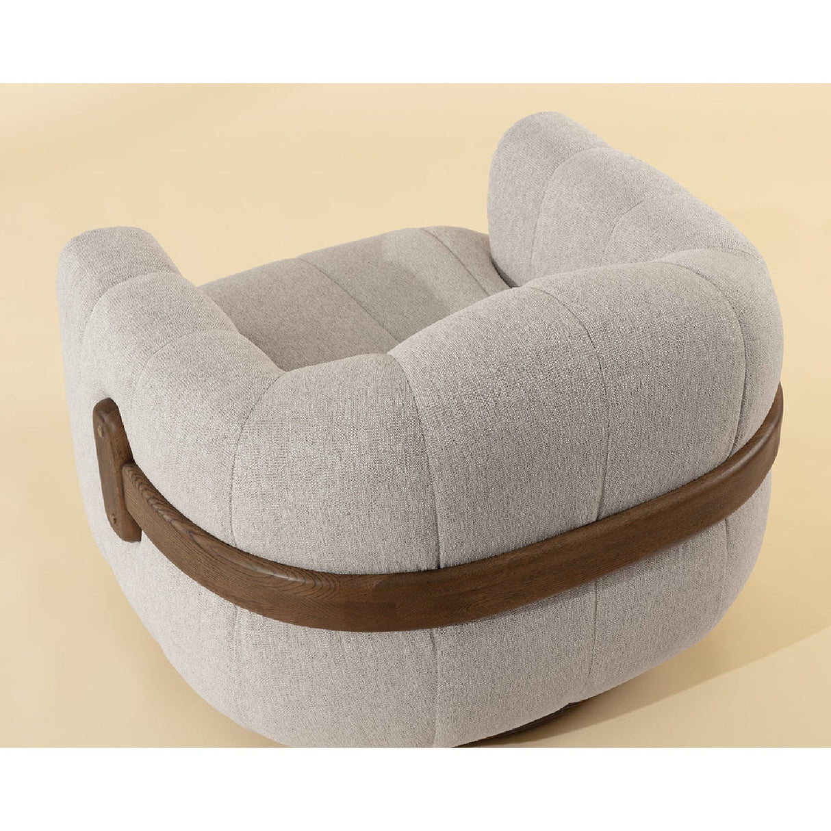 Cream Channeled Swivel Lounge Chair by Splendido Tadeo Accent Chair, alternate view 10