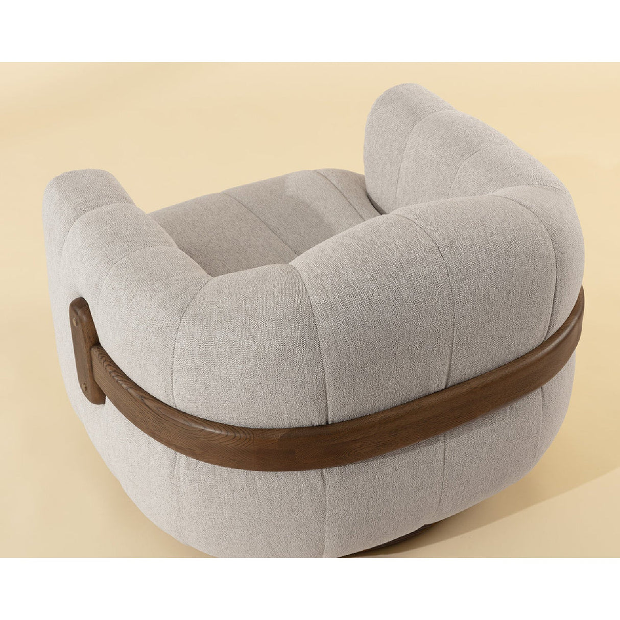 Modern European furniture - Cream Channeled Swivel Lounge Chair - www.oroa.com