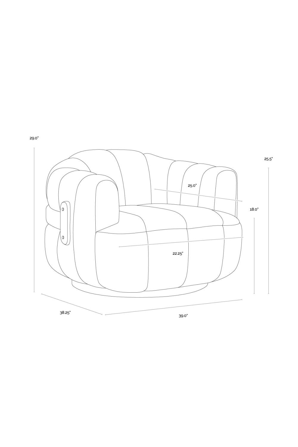 Cream Channeled Swivel Lounge Chair by Splendido Tadeo Accent Chair, alternate view 7