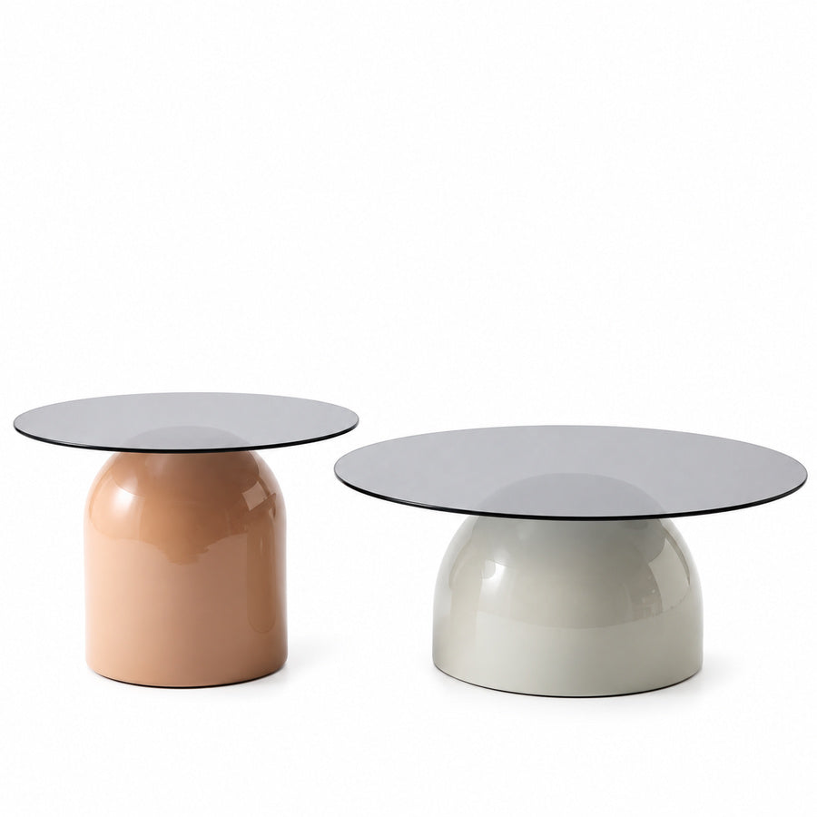 Brown and Gray Glass Pedestal Table Set | Catchy