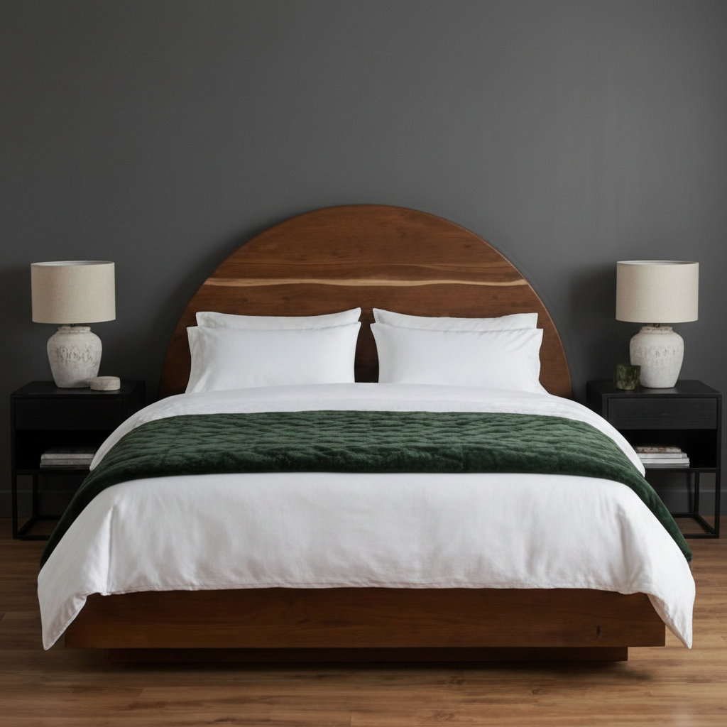 Modern European furniture - Arched Acacia Wood Bed - www.oroa.com