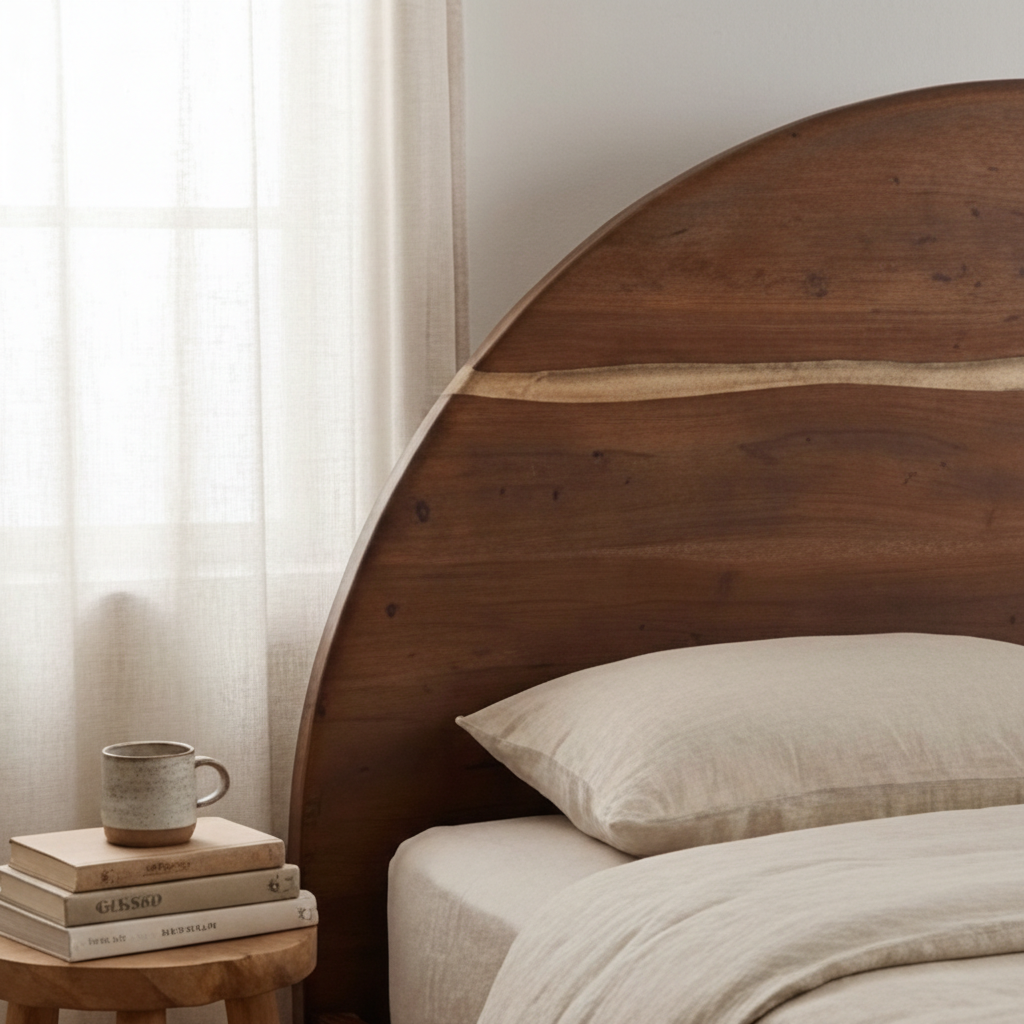Modern European furniture - Arched Acacia Wood Bed - www.oroa.com