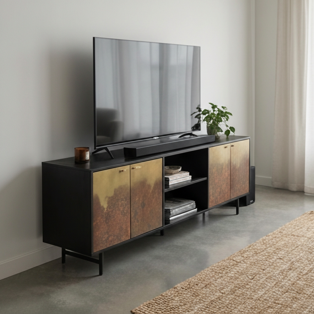 Antique Brass Patina 4-Door Cabinet by Splendido Auburn, alternate view 16