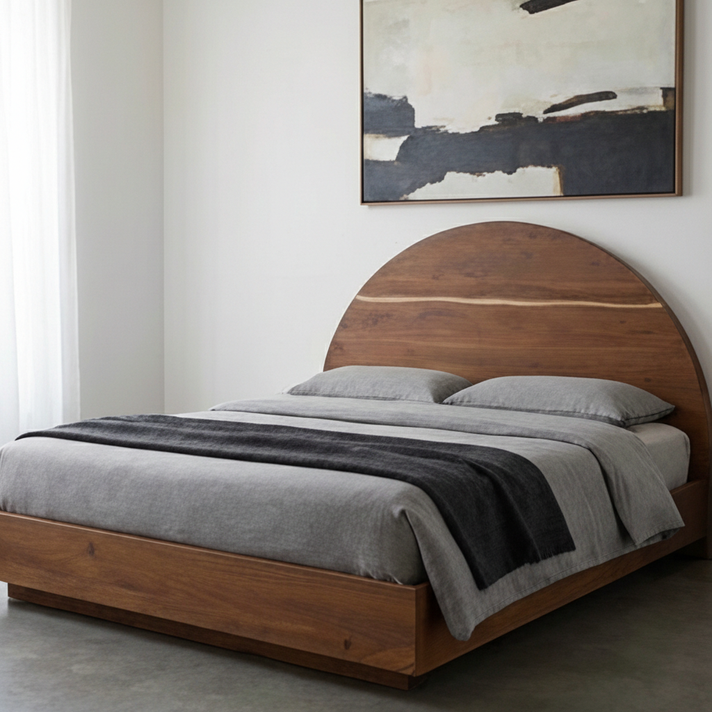 Modern European furniture - Arched Acacia Wood Bed - www.oroa.com