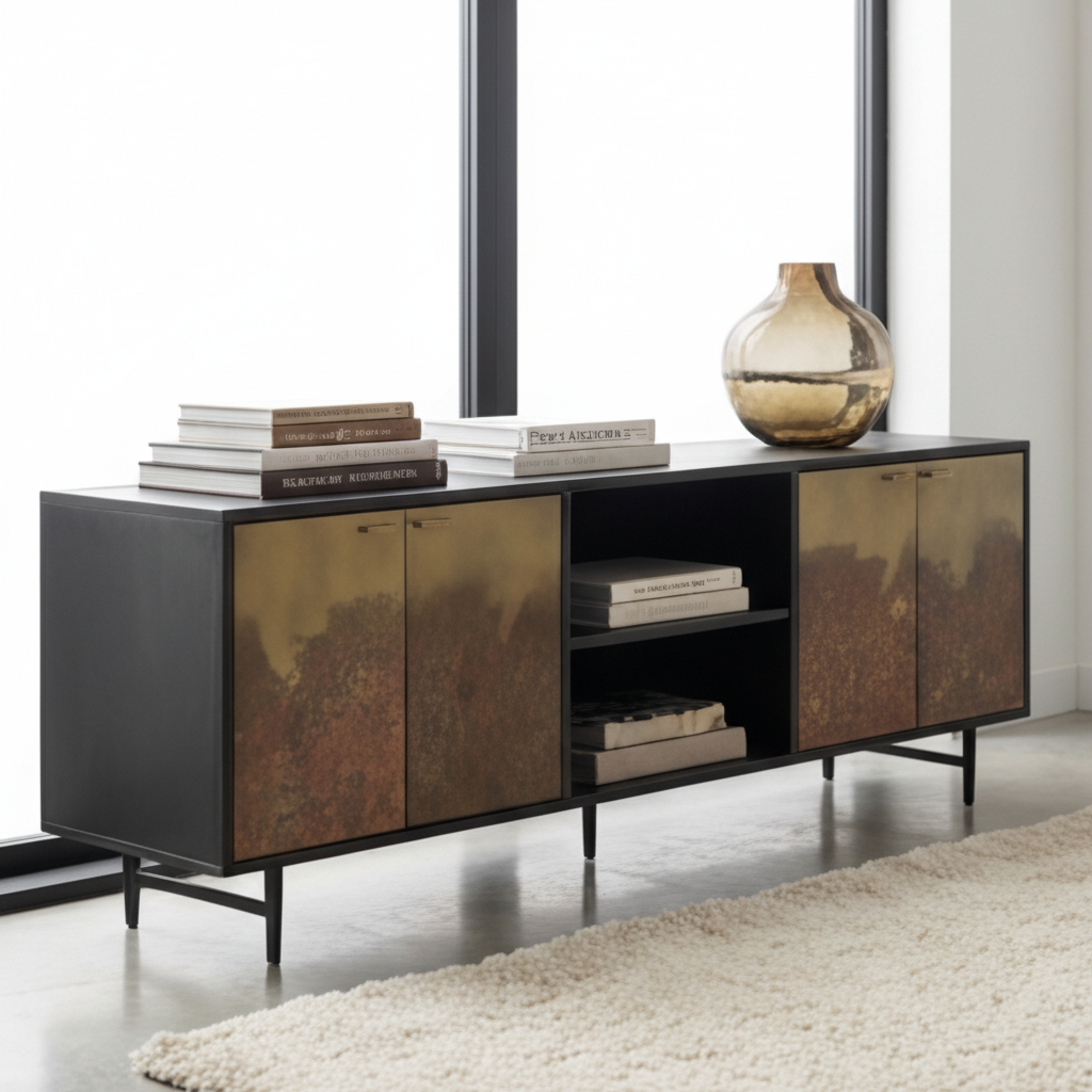 Antique Brass Patina 4-Door Cabinet by Splendido Auburn, alternate view 9
