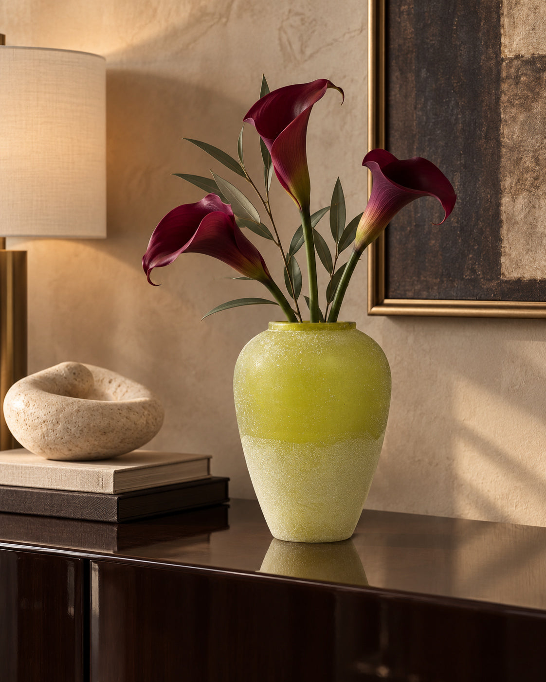 Maricelle Green and Gold Ombré Glass Vase | Catchy