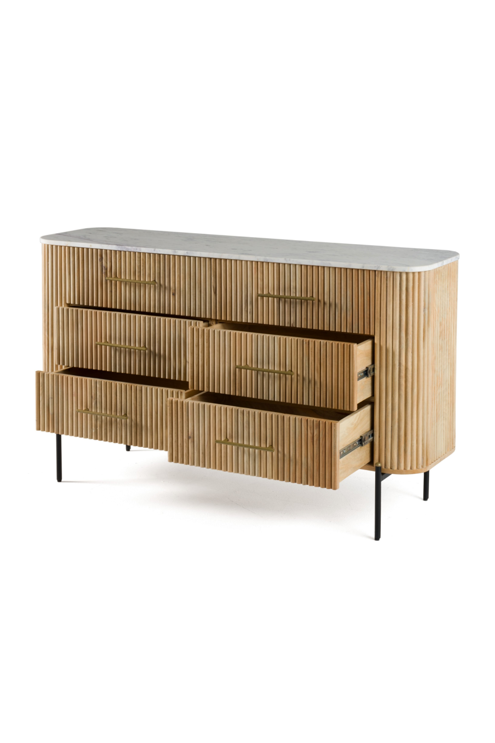 Fluted Mango Wood 6-Drawer Dresser | Oroa.com