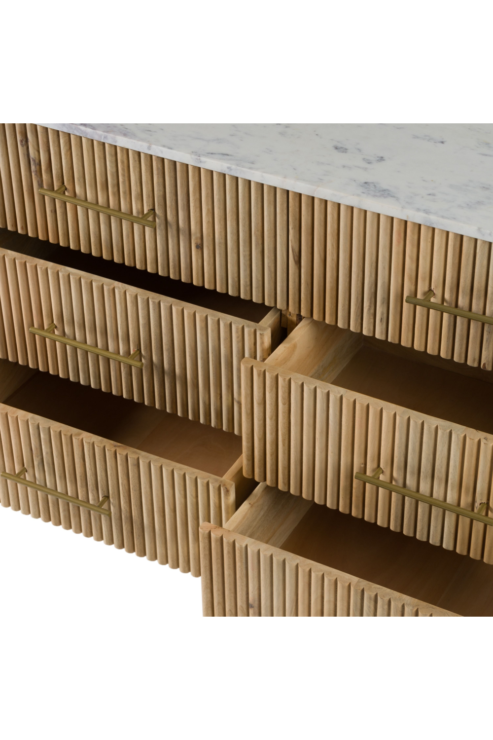 Fluted Mango Wood 6-Drawer Dresser | Oroa.com