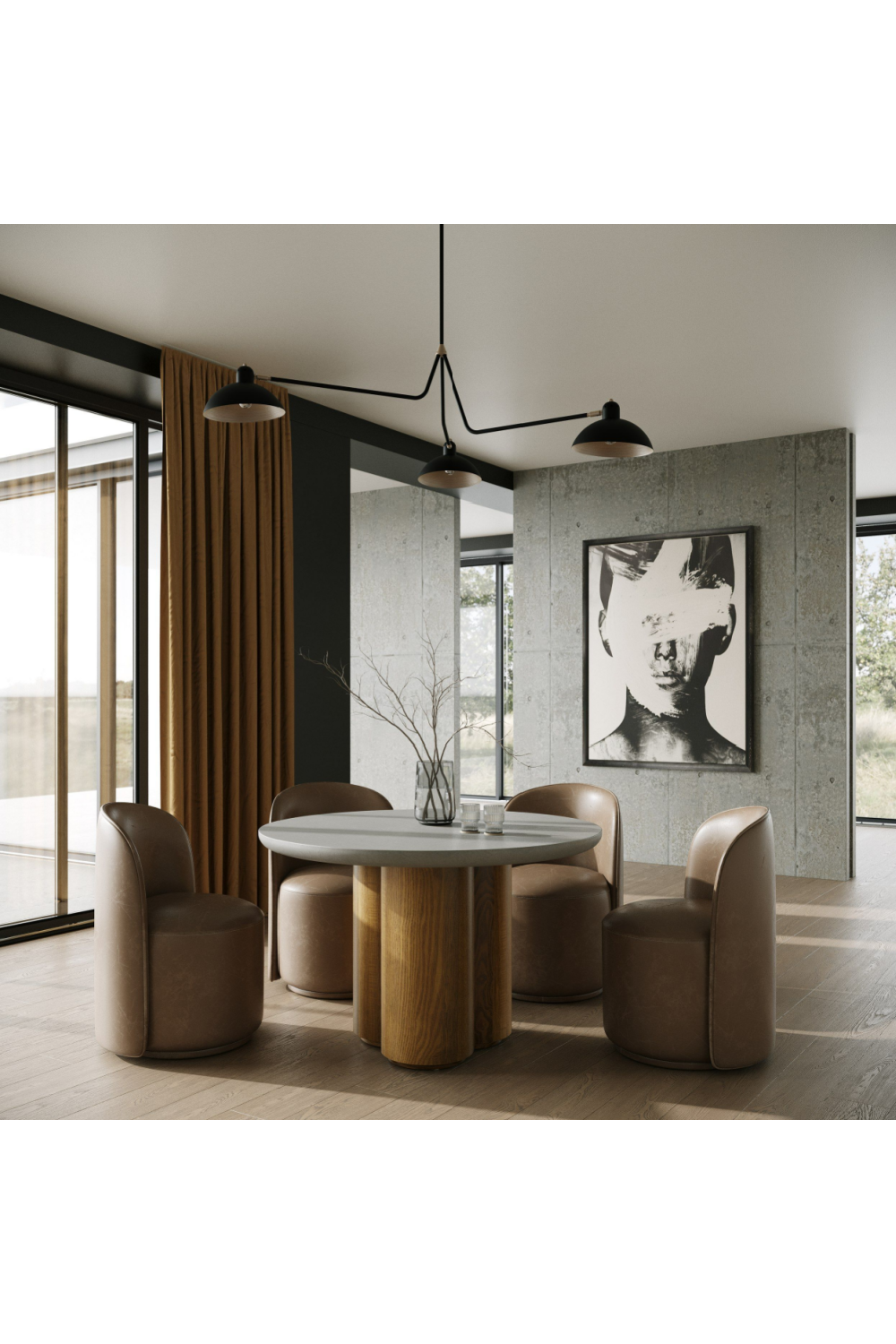 Walnut Base Round Dining Table | Oroa.com