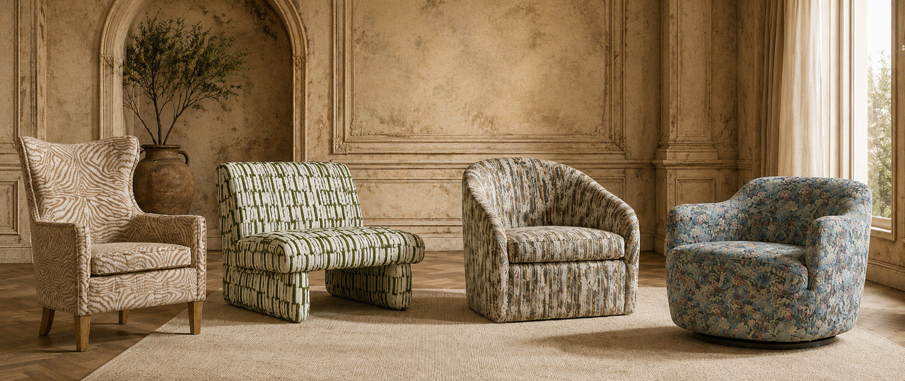 Past Meets Present lounge chairs by OROA blending vintage character with updated modern design details.