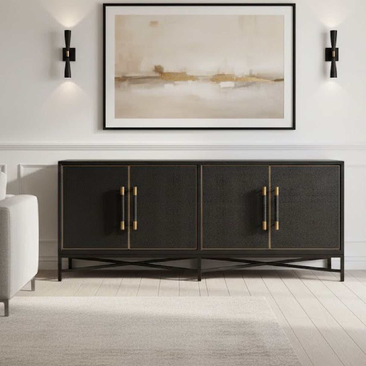 Modern European furniture - Vegan Leather 4-Door Sideboard - www.oroa.com