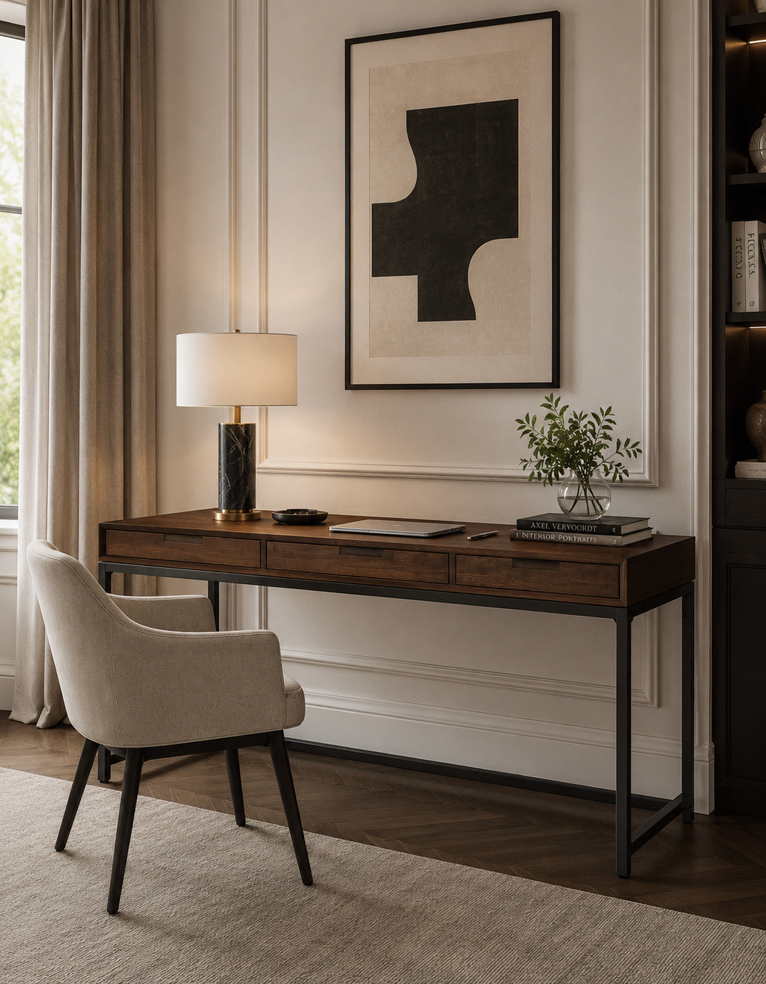 Handcrafted Solid Wood & Metal Desk - OROA