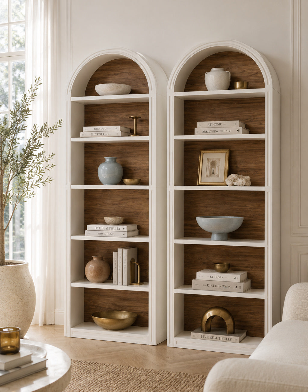white arched cabinet wood - oroa