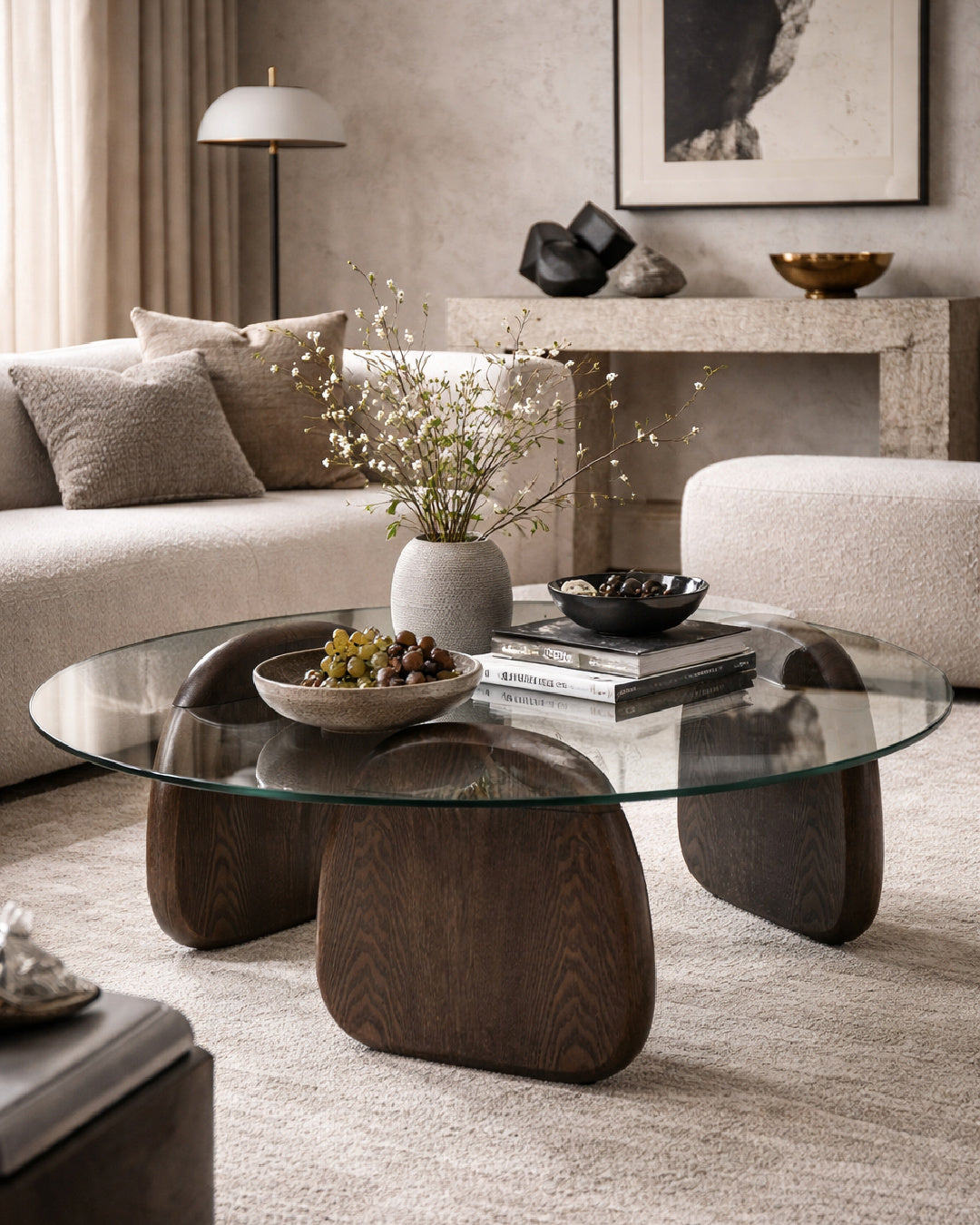 wood glass coffee table - www.oroa.com