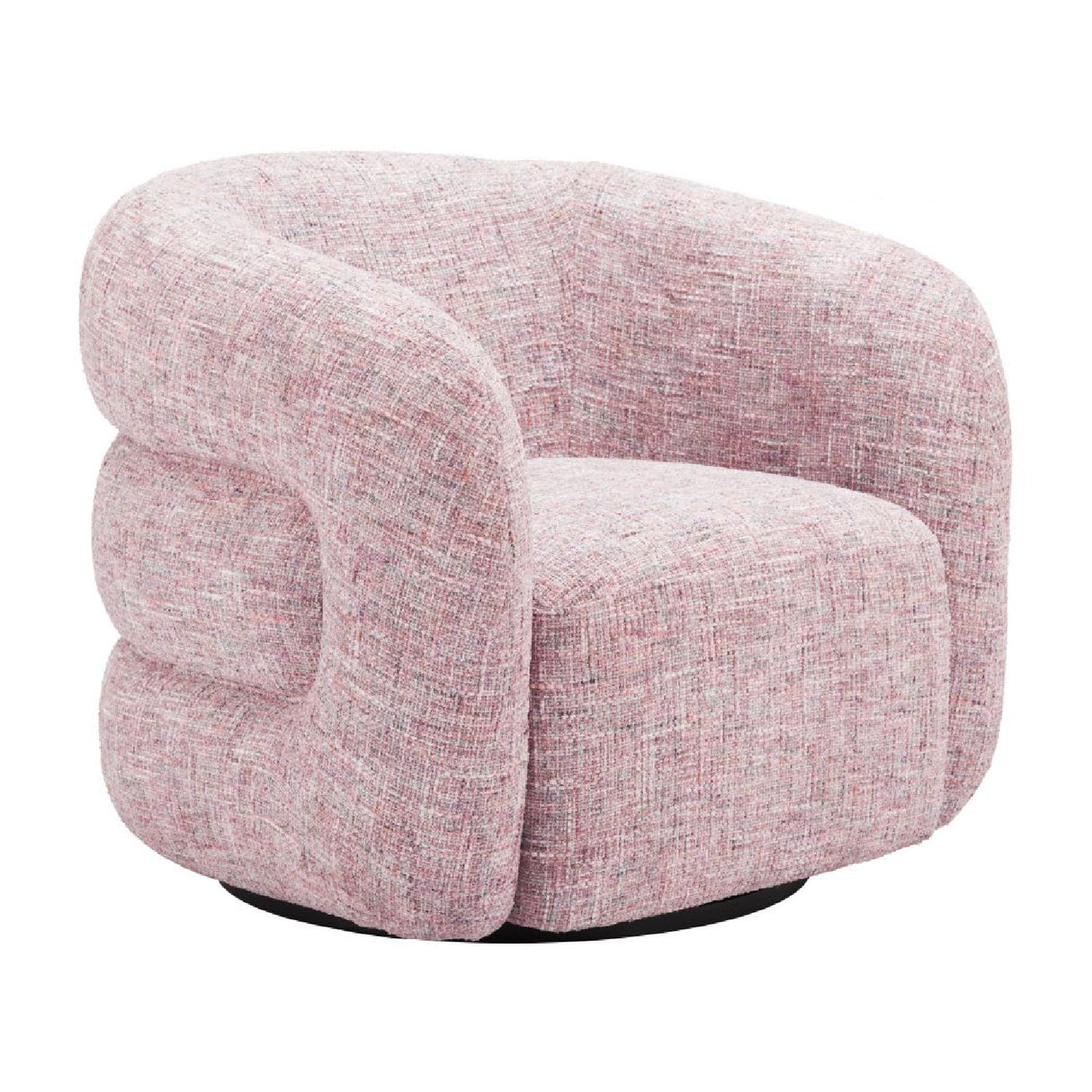 Pink Tweed Swivel Chair – Refine – front view