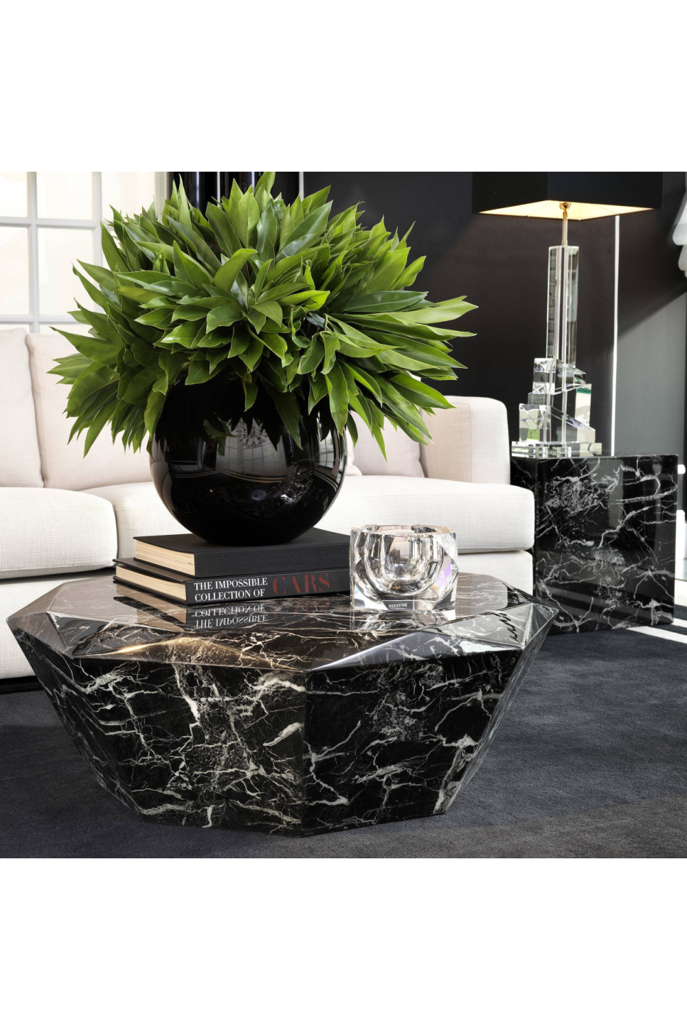 Black Polished Diamond Coffee Table | Eichholtz Diamond | OROA