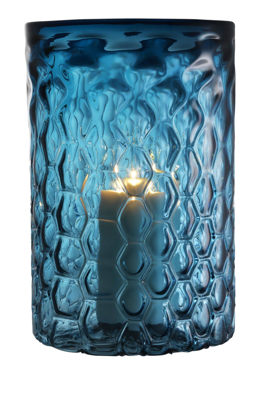 Blue Glass Hurricane Candle Holder L Eichholtz Aquila OROA