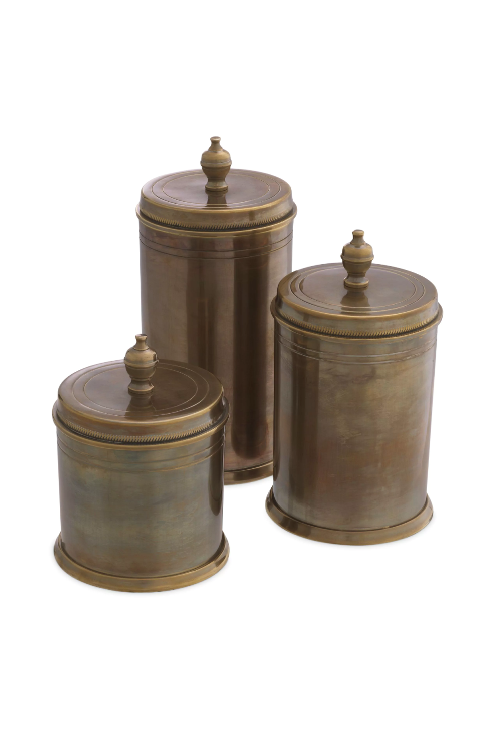 Vintage Brass Cylindrical Box Set (3) | Eichholtz Gaston | Oroa.com