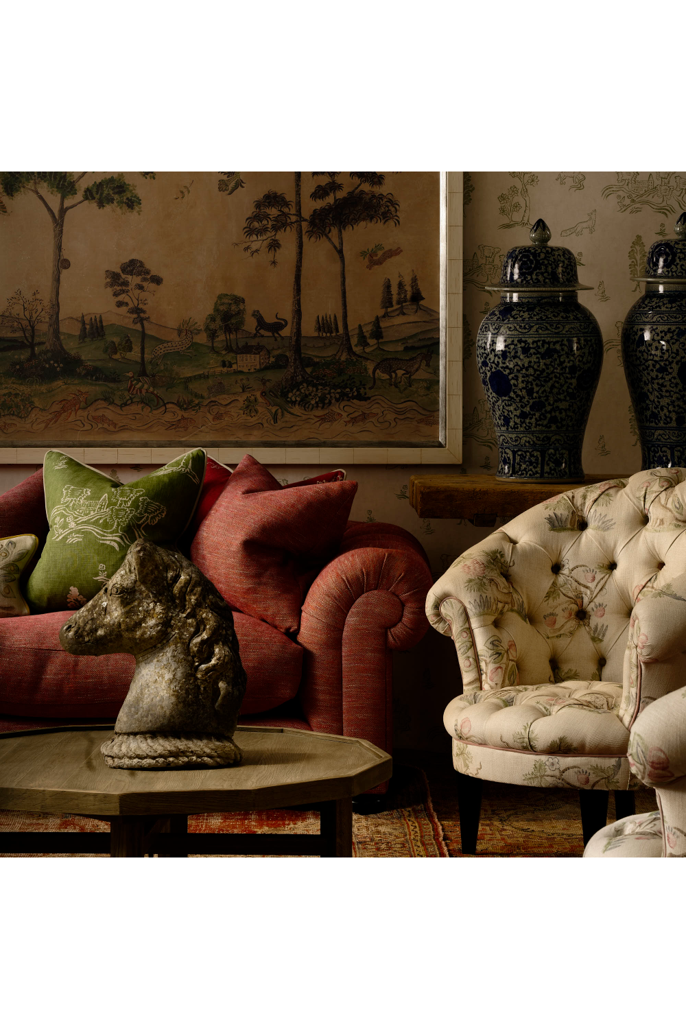 Tapestry Print Cushion | Andrew Martin Friendly Folk | OROA