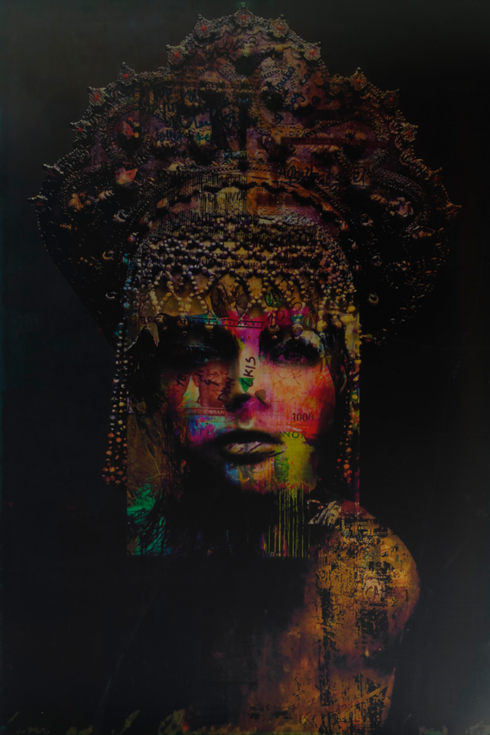 Woman with Indian Headdress Artwork | Andrew Martin Look For You