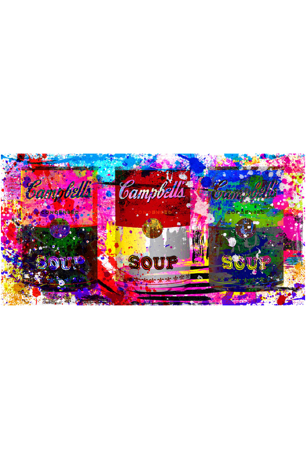 Multicolored Soup Cans Art Print | Andrew Martin Colorful Campbells