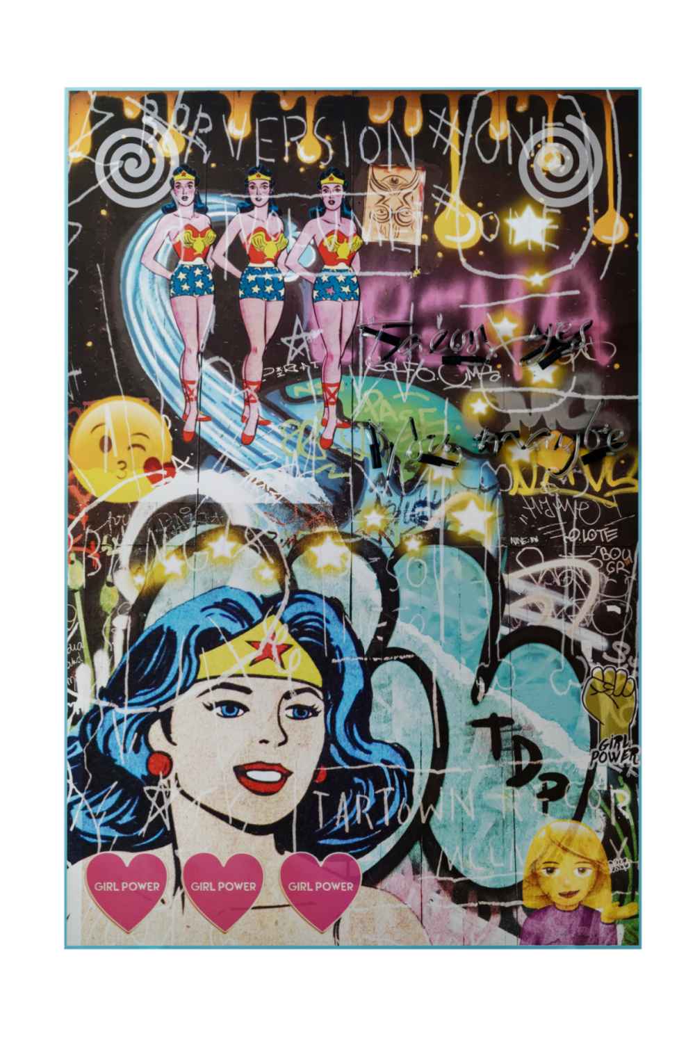 Female Hero Graffiti Neon Artwork | Andrew Martin Wonder Women | OROA