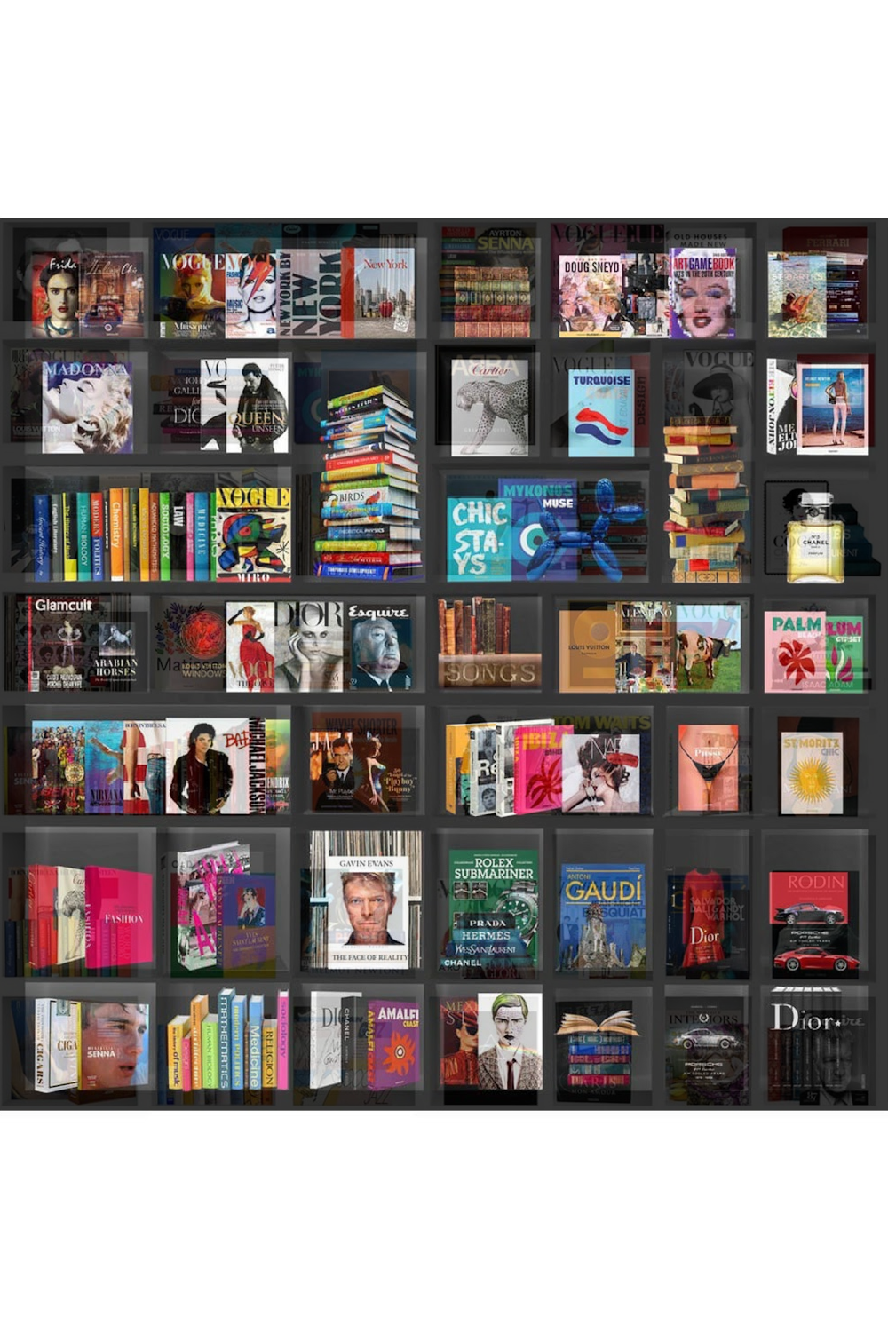 Black Square Bookshelf Art Print | Andrew Martin My Life In A Nutshell Vol 3