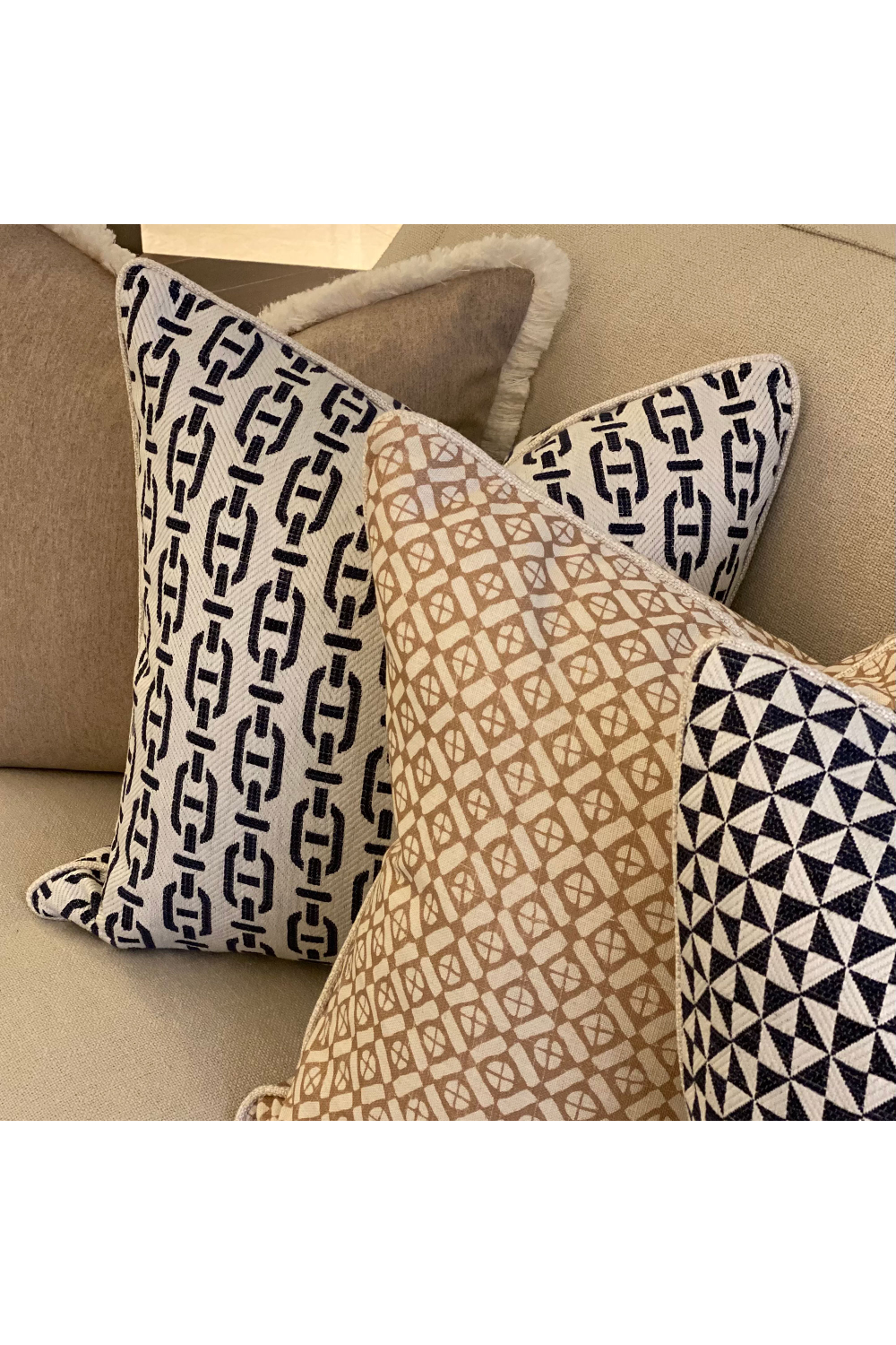 Chain Link Pattern Square Cushion | Andrew Martin Burlington | OROA