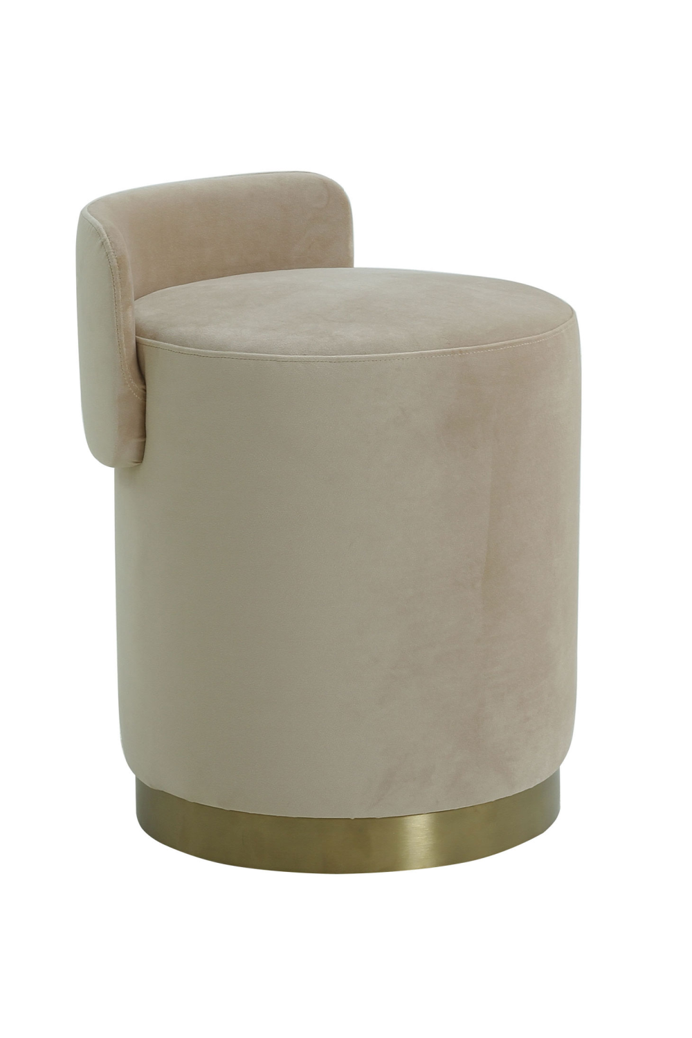 Round Taupe Velvet Upholstered Stool | Andrew Martin Otis | OROA