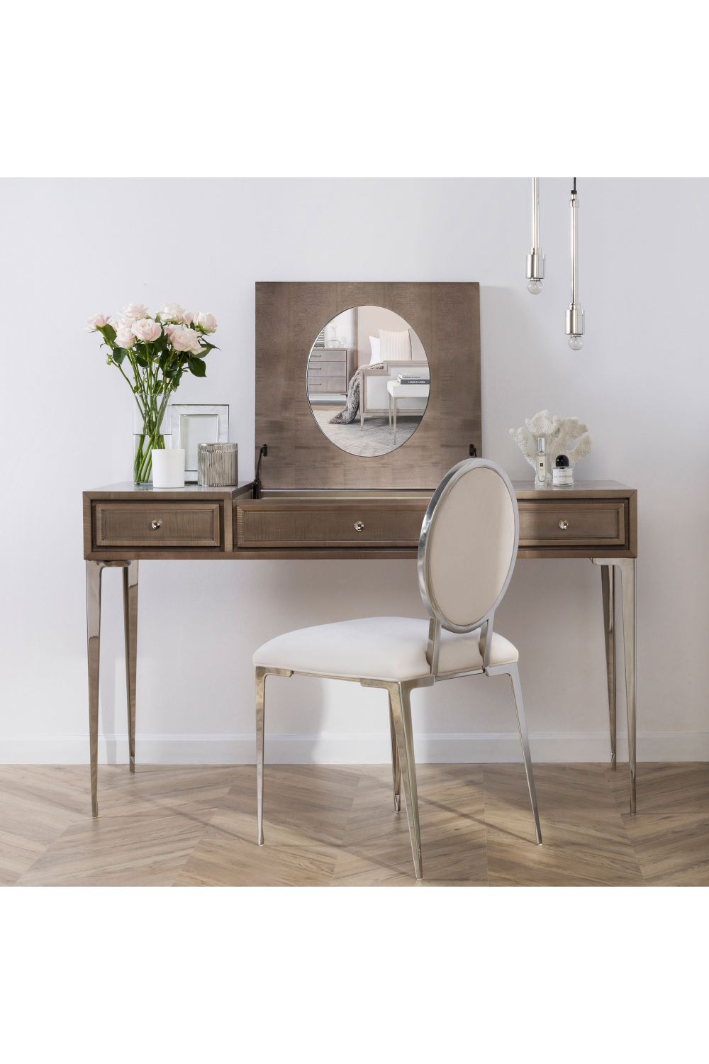 Mink Contemporary Dressing Table with Mirror | Andrew Martin | OROA